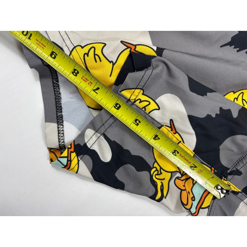 Neff Mens XL Camo Duck Graphic Swim Trunks Gray Black Yellow Drawstring Shorts - Picture 8 of 10